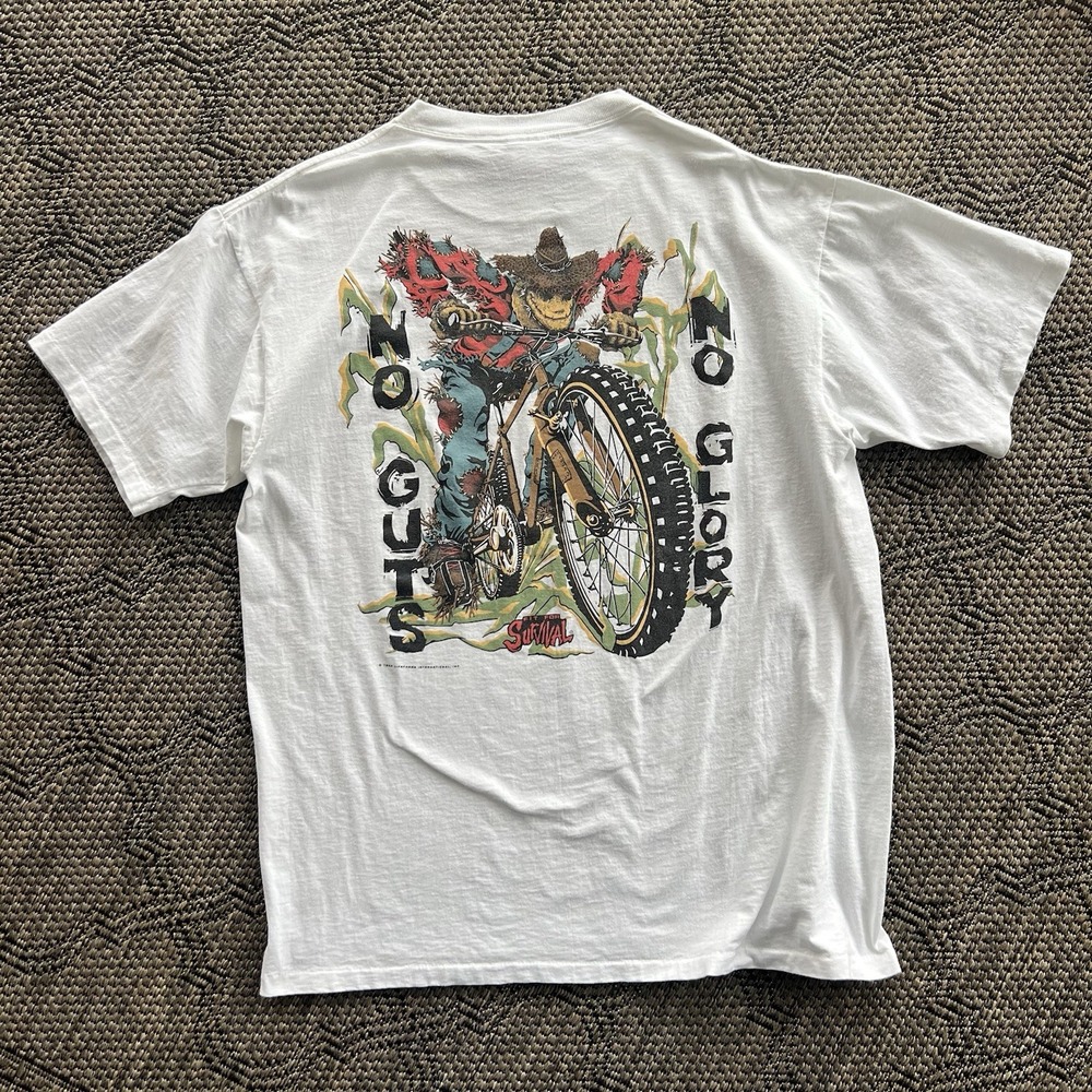 Vintage Fit for Survival Shirt Men's XL White Skate BMX Scarecrow Grunge 90s